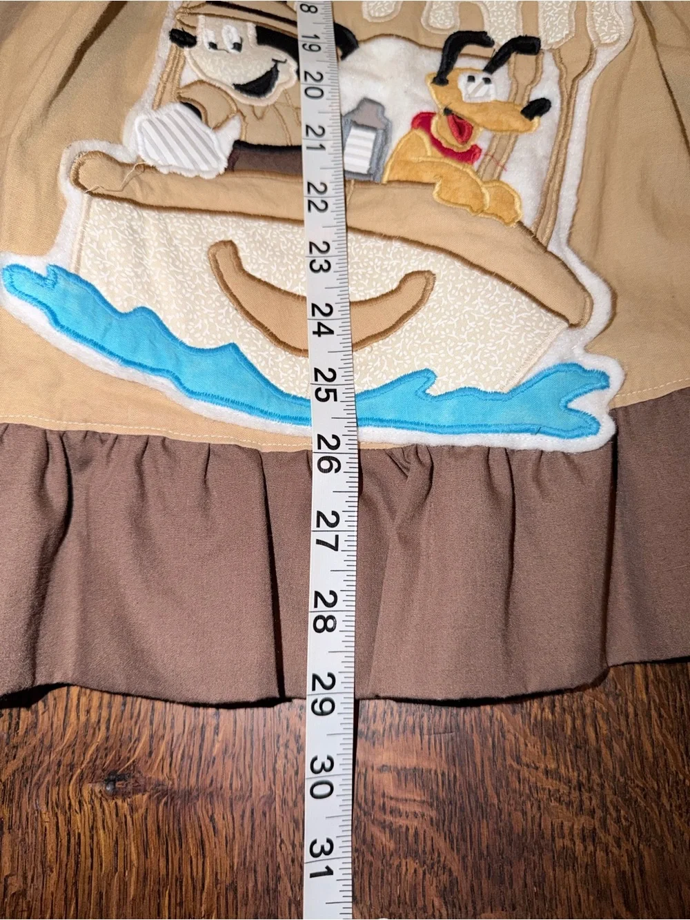 Beige Brown Sailboat Appliqué Sundress with Teal Accents